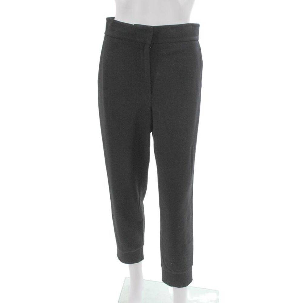Akris Womens Cropped Wool Blend Gray Pants Button Size 6